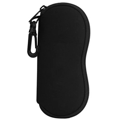 Image of MoKo Sunglasses Soft Case, [Ultra Lightweight] Neoprene Zippered Eyeglass Storage Case with Belt Clip for Eyewear, Frames, Carrying Pouch Makeup Bag Keys, Pencils, Cards Black