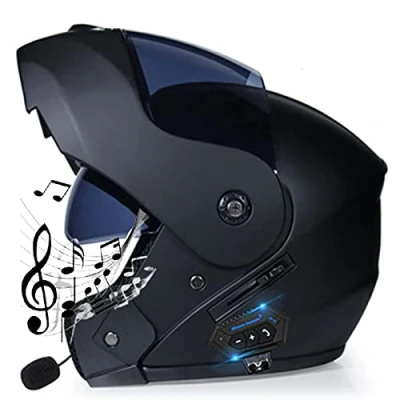 Image of Bluetooth Flip Up Front Motorbike Motorcycle Helmet,Motorcycle Modular Crash Helmets,DOT ECE Approved Racing Full Face Helmet for Adult,Helmet with Double Visor Anti fog B,M=57 58cm