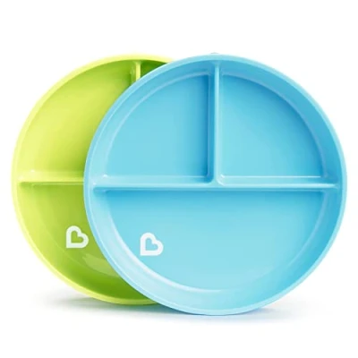 Image of Munchkin Stay Put Divided Suction Plates, Blue/Green