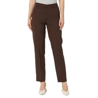 Image of Kaffe Women&#039;s Trousers Regular Fit Zipper Fastening Cropped Length Straight Legs Pants, Java, 14