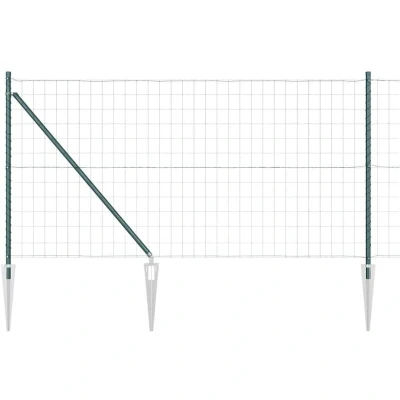 Image of vidaXL Euro Fence with 13 Spike Posts 1x25 m Galvanised Steel Green