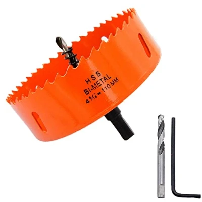Image of Hole Saw 110mm LAIWEI Cutter, with 1 Drill and Hex Key for Drilling Wood, PVC, etc., Tools 4 5/16&quot; inch