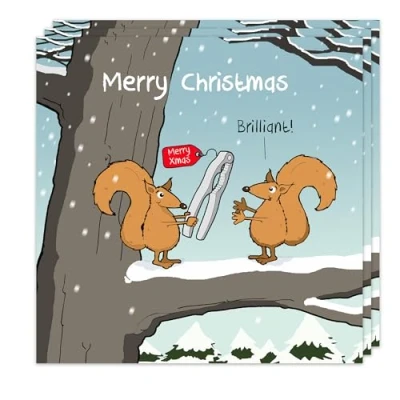 Image of Twizler Funny Christmas Cards Pack of 3 Squirrel Nutcracker Design Merry Xmas Multipack