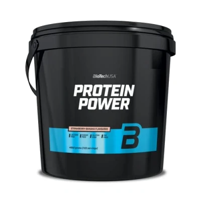 Image of BioTechUSA Protein Power High Protein, Sugar Free, Lactose Gluten Free Added Creatine, 4 kg, Strawberry Banana