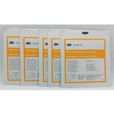 Image of Non Adherent Dressing 9.5cm x Pack of 5 Iodine Impregnated Antimicrobial Wound Care Sterile and Gentle