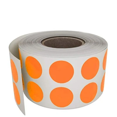 Image of Royal Green Round Dot Label 13mm (1.3cm) Orange Labels Roll 1080 Pack
