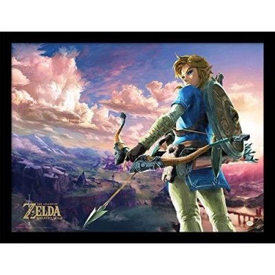 Image of Pyramid International the Legend of Zelda: Breath Wild (Hyrule Scene Landscape) Framed Print Memorabilia, Multi Colour, 30 x 40 1.3 cm