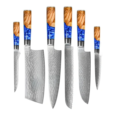 Image of Mother of Pearl Jewels Series 5 Piece Damascus Knife Set