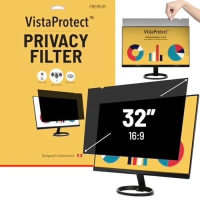 Image of VistaProtect Premium Privacy Filter &amp; Anti Blue Light Screen Protector for Computer Monitors (32&quot; inches 16:9)