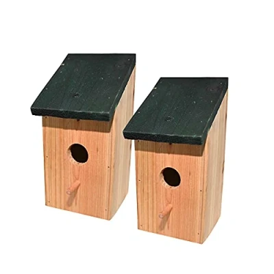 Image of Ram© 2 X Wooden Wood Bird Nesting Box Nest House Small Birds Blue Tit Robin Sparrow Feeder