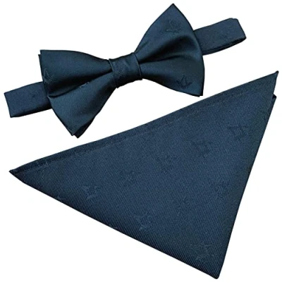 Image of Freemasons Masonic Black Bow Tie &amp; Hanky Set