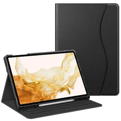 Image of FINTIE Case for Samsung Galaxy Tab S7 FE 2021 / Plus 2020 S8 2022/12.4 inch Tablet with S Pen Holder, Multi Angle Viewing Stand Cover Pocket, Auto Sleep Wake, Black
