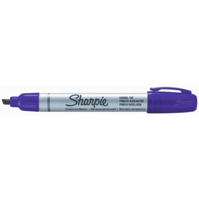 Image of Sharpie Metal Barrel Permanent Marker Small Chisel Tip Blue (Box of 12)