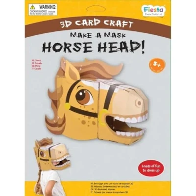 Image of Fiesta Crafts Horse 3D Mask Kit Colourful &amp; Easy to Assemble Head Costume Complete Arts and Set Improve Motor Skills, Creativity, Imagination Fits Kids Adult Heads