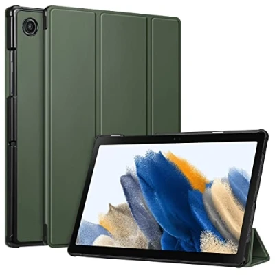 Image of FINTIE Slim Case for Samsung Galaxy Tab A8 10.5 inch 2021 Model (SM X200/X205), Super Thin Lightweight Hard Back Shell Tri Fold Stand Cover with Auto Wake/Sleep, Alpine Green
