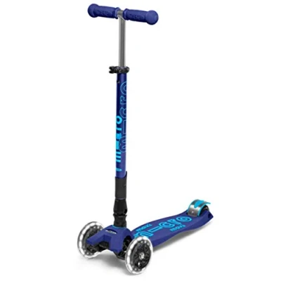 Image of Micro Scooters Maxi Deluxe Foldable Children&#039;s Scooter Big Wheels Handlebar Adjustable 5 12yrs Boys &amp; Girls Navy