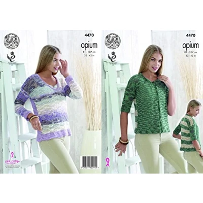 Image of King Cole Ladies Cardigan &amp; Sweater Opium Knitting Pattern 4470