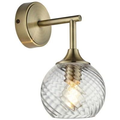 Image of Endon Collection Lighting Allegra Glass Shade Wall Lamp with Antique Brass