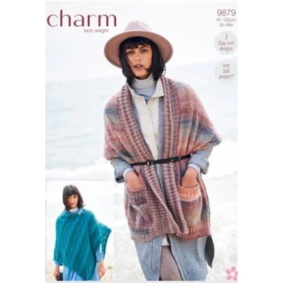 Image of Stylecraft 9879 4ply Adult Poncho Cape Shawl Knitting Pattern