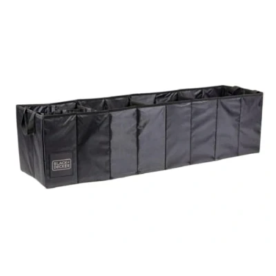 Image of Black+Decker Car Boot Storage Box 110 x 30 cm 5 Compartments Foldable With Handles Black