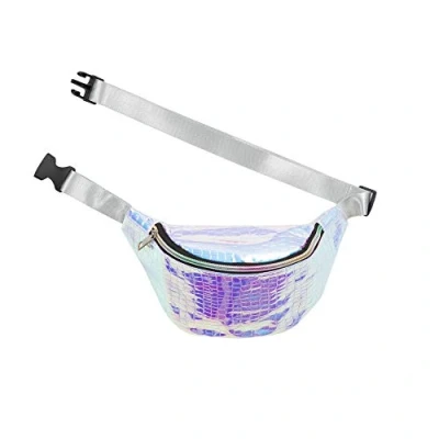 Image of Crocodile Bum Bag Fanny Pack Metallic Holographic Money Festivals Belt Travel 1980&#039;S Pouch