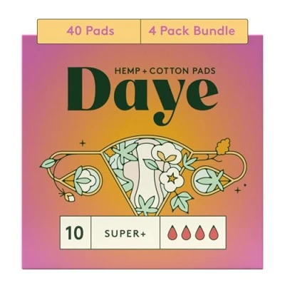 Image of Daye Organic Hemp Fiber Super+ Menstrual Pads, 40ct