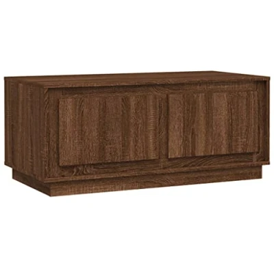Image of vidaXL Modern Coffee Table with 2 Compartments Brown Oak Engineered Wood Lounge for Living Room 102x50x44 cm Tabletop