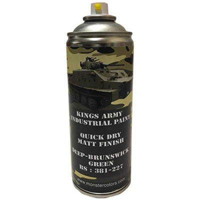Image of Kings Army Deep Brunswick Green Bs 381 227 Military Matt Spray Paint 400ml Vehicle Paint, Airsoft, Paintball, Model Maker Fishing
