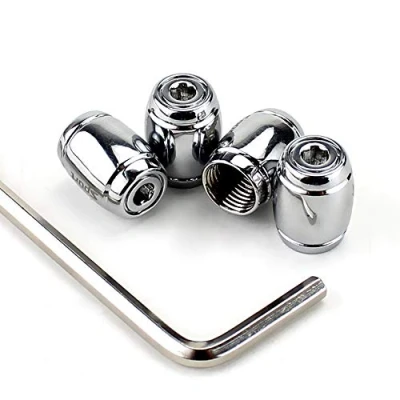 Image of 4Pcs Anti Theft Valve Caps, Tire Tyre Wheel Car Auto Caps Universal Moto Bike Stem Dust Covers (Barrel/Silver)