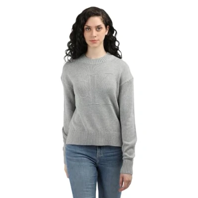 Image of Calvin Klein Jeans Intarsia Jumper, Women&#039;s, Size: Large, Grey heather