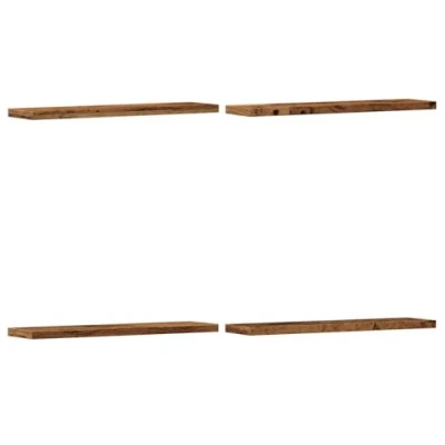 Image of vidaXL wall shelves floating engineered wood storage/shelf set of 4 old finish 40x20x1.5 cm for home decor living room/office use