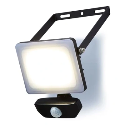 Image of Stanley SXLS38934E Frosted 20w LED Flood Light, IP65, Black, 1800lm, 6500K, PIR
