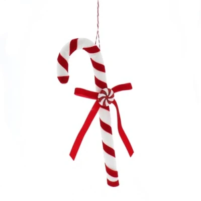 Image of Festive Productions Christmas Hanging Candy Cane Decoration Red and White 25cm Plush Xmas Tree Décor