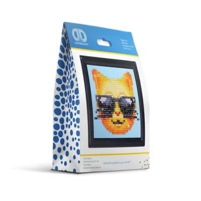 Image of Diamond DOTZ Dots Painting, Beginner Kit with Frame, DD1F, Kool Kat, 10.2 x 10.2cm