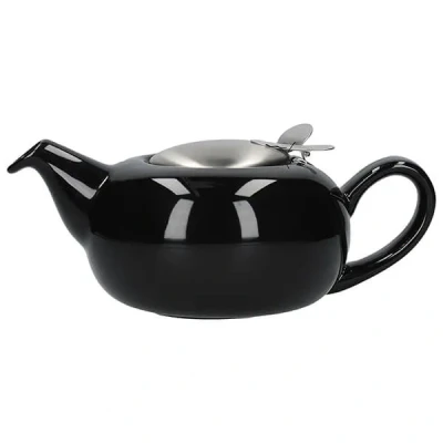 Image of London Pottery Pebble Filter 4 Cup Teapot Gloss Black Flecked