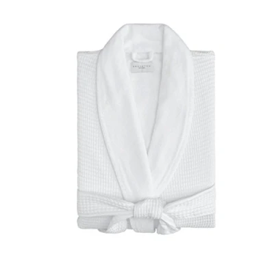 Image of Kassatex Hotel Waffle Terry Robe, White, S/M