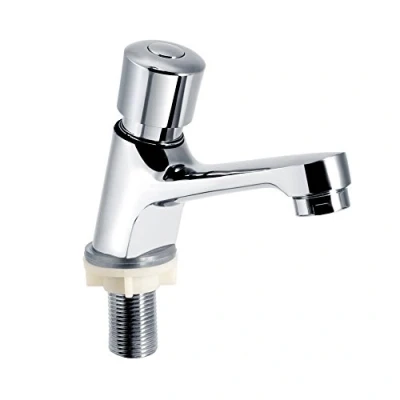 Image of Bathroom Sink Taps, Public Kitchen Chrome Plated Self Closing Water Saving Time Delay Basin Tap Faucet.