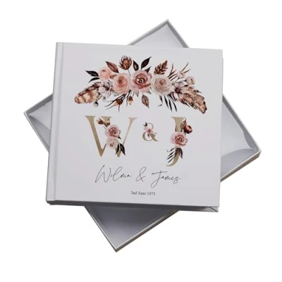 Image of Personalised Boho Style Golden Text Wedding Photo Album
