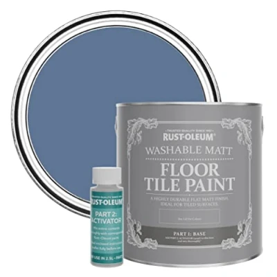 Image of Rust Oleum Blue Washable Matt Floor Tile Paint River 2.5L