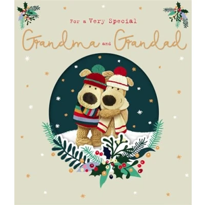 Image of Boofle Special Grandma &amp; Grandad Grand Hug Tastic Cute Christmas Greeting Card 771178