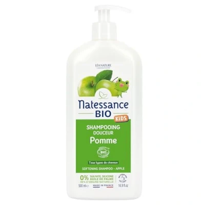 Image of Natessance Apple Sulphate Free Organic Cosmetic Bio Kids Care Hair and Body Shower Gel for Kids, 500 ml