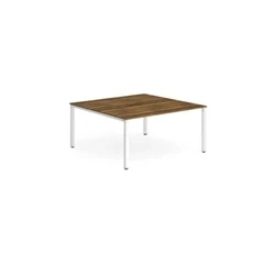 Image of Evolve B2B White Frame Bench Desk 1200 Walnut (2 Pod) BE157