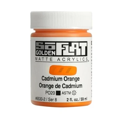 Image of GOLDEN SoFlat Matte Acrylic Paint, 2oz jar, Cadmium Orange (6530 2)