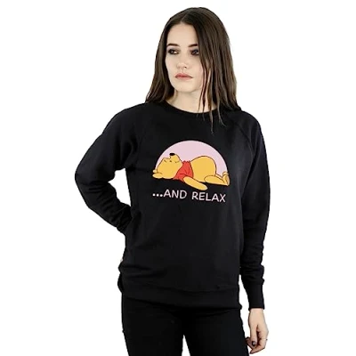 Image of Disney Women&#039;s Winnie The Pooh Relax Sweatshirt Black XX Large