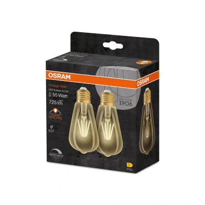 Image of OSRAM Vintage 1906 LED globe E27 6.5W dimmable 2x