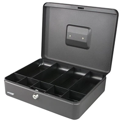 Image of HMF 10019 02 Cash Box Note, Coin Compartments 30 x 24 9 cm, black