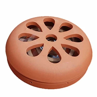 Image of Highlight Citronella Terracotta Burner with 3 Incense Coils (Discreet and Decorative, Each Coil Burns for up to 5 Hours), Red