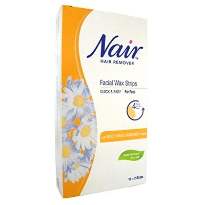 Image of Nair 12 Facial Wax Strips with Camomile Extract Pack of Six (6x12 Strips)