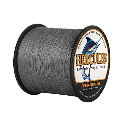Image of Hercules Super Strong 500M 547 Yards Braided Fishing Line 50 LB Test for Saltwater Freshwater PE Braid Fish Lines 4 Strands Grey, 50LB (22.7KG), 0.37MM
