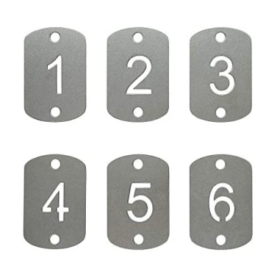 Image of Rectangular Hollowed Stainless Steel Number Tags Key with Two Holes (1 25)